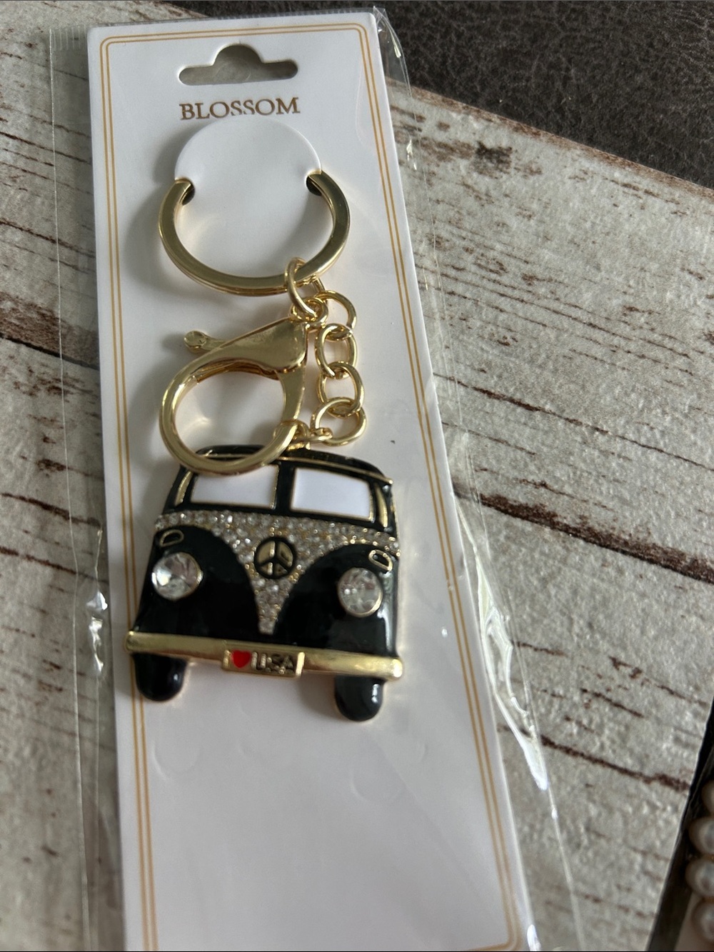 5/$25 Blossom Gold & Black VW Bus Keychain